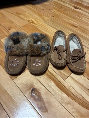 Cozy Brown Real-Fur & Suede Moccasin Slippers - Women